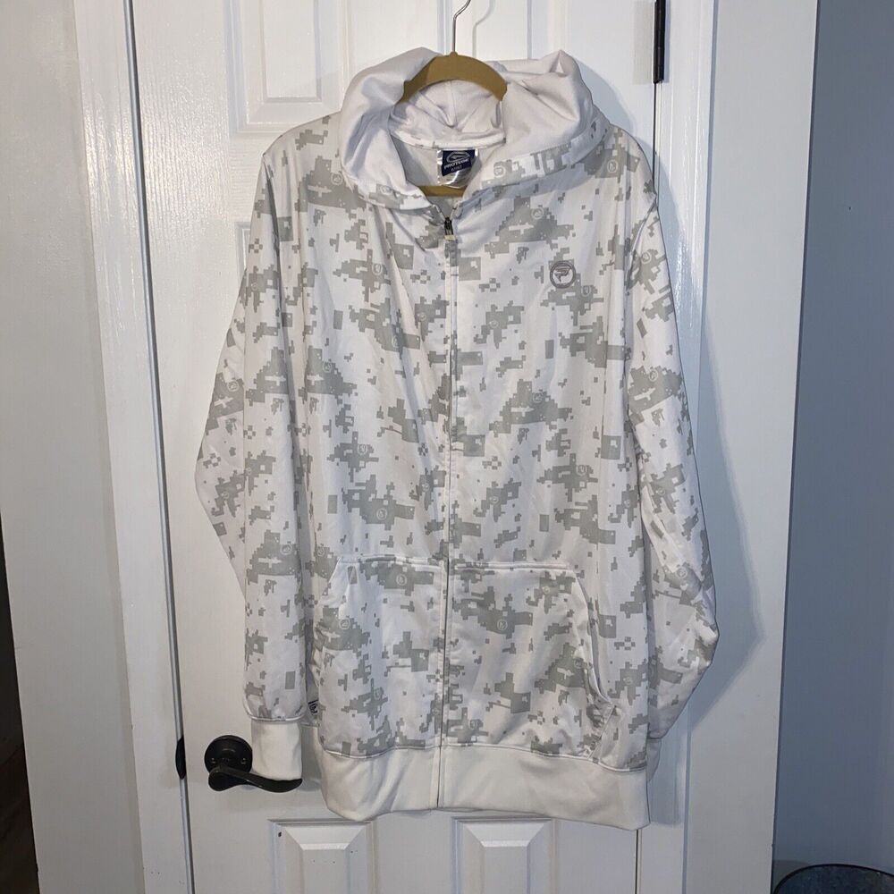 Protege Mens Hoodie Jacket White Gray Streetwear XLT Rare HTF